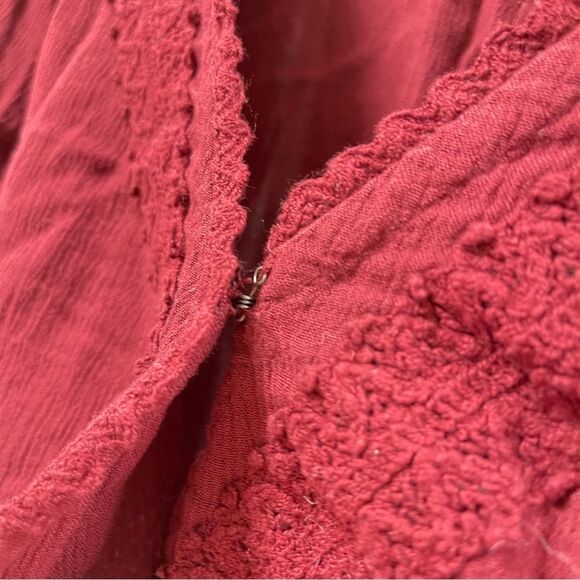 HOLLISTER Boho Cropped Lace Wrap Top Burgundy - XS - Picture 5 of 10